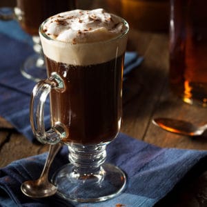 A photo of a delicious cup of Irish coffee. Learn how to make it with Bill's Package store five easy steps and quility liquors.